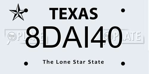 8DAI40 Texas License Plate