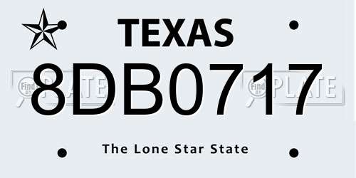 8DB0717 Texas License Plate