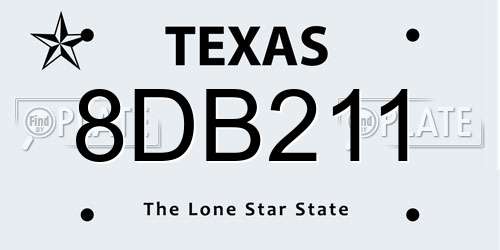 8DB211 Texas License Plate