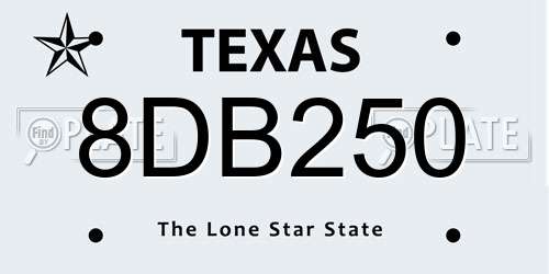 8DB250 Texas License Plate
