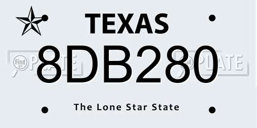 8DB280 Texas License Plate