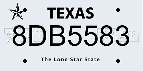 8DB5583 Texas License Plate
