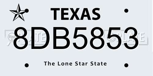 8DB5853 Texas License Plate