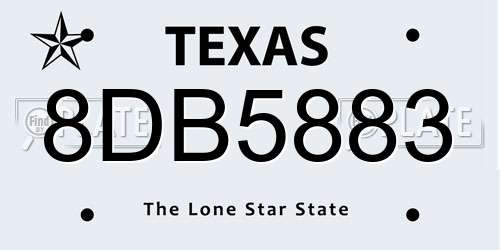 8DB5883 Texas License Plate
