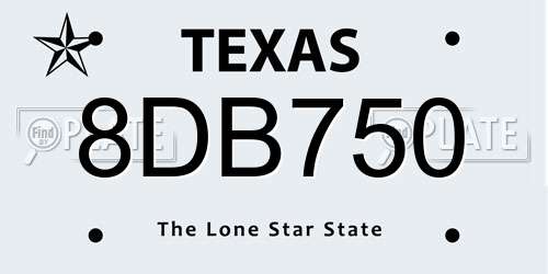 8DB750 Texas License Plate