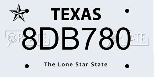8DB780 Texas License Plate