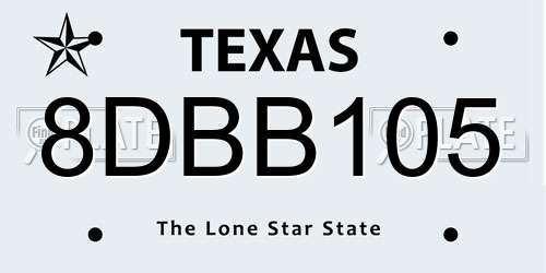 8DBB105 Texas License Plate