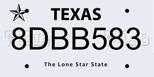 8DBB583 Texas License Plate