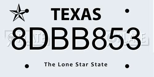 8DBB853 Texas License Plate