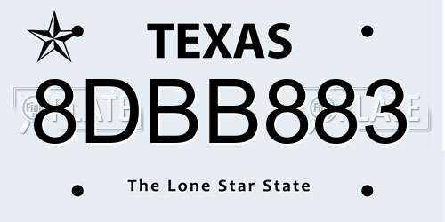 8DBB883 Texas License Plate