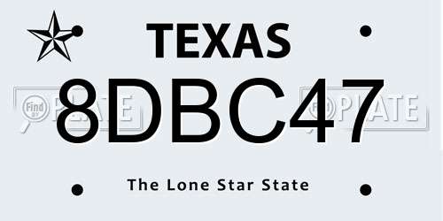 8DBC47 Texas License Plate
