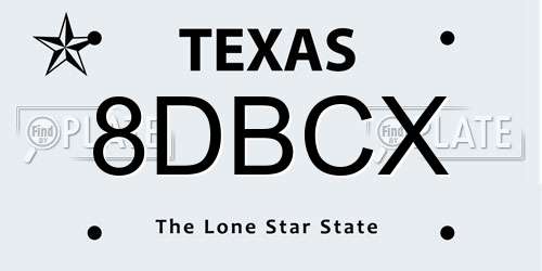 8DBCX Texas License Plate