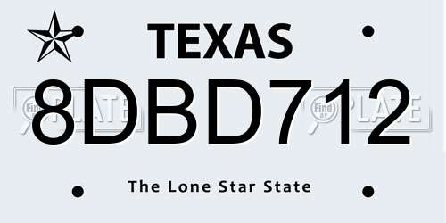 8DBD712 Texas License Plate
