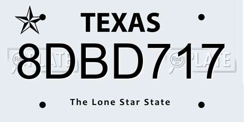8DBD717 Texas License Plate