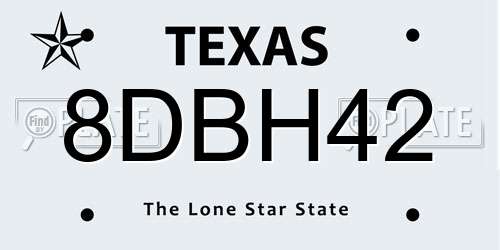 8DBH42 Texas License Plate
