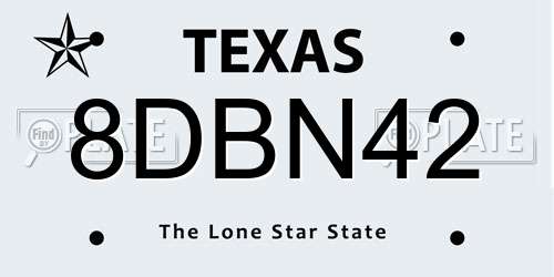 8DBN42 Texas License Plate