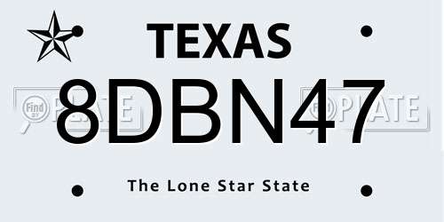 8DBN47 Texas License Plate