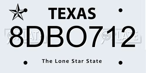 8DBO712 Texas License Plate