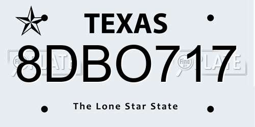 8DBO717 Texas License Plate