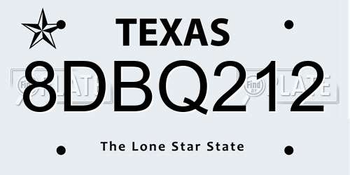 8DBQ212 Texas License Plate