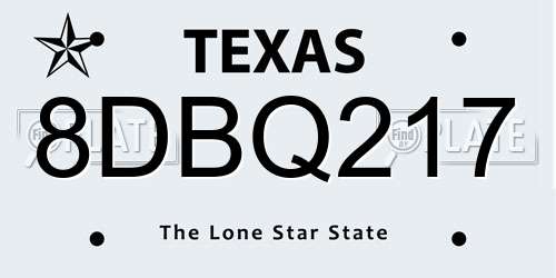8DBQ217 Texas License Plate