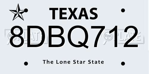 8DBQ712 Texas License Plate