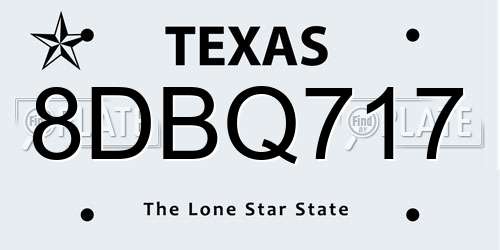 8DBQ717 Texas License Plate