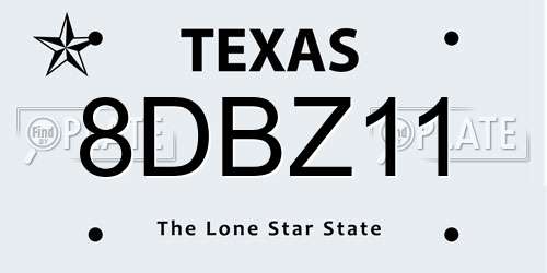 8DBZ11 Texas License Plate