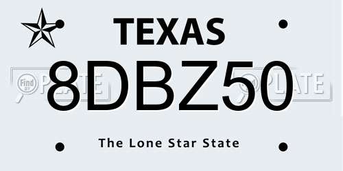 8DBZ50 Texas License Plate