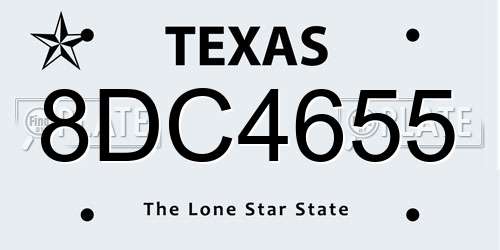 8DC4655 Texas License Plate