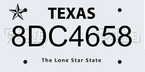 8DC4658 Texas License Plate