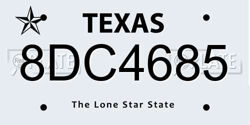 8DC4685 Texas License Plate