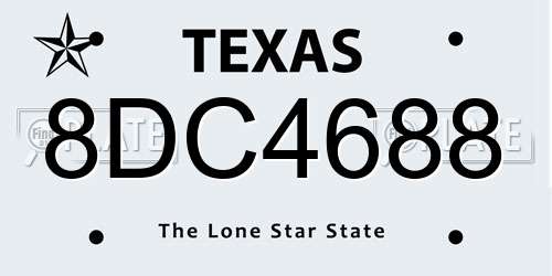 8DC4688 Texas License Plate