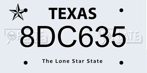 8DC635 Texas License Plate