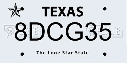 8DCG35 Texas License Plate