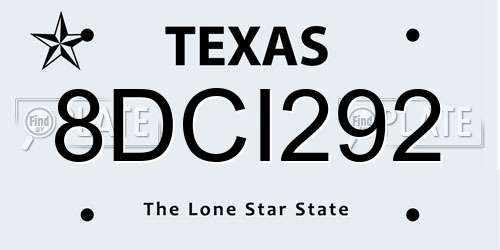 8DCI292 Texas License Plate