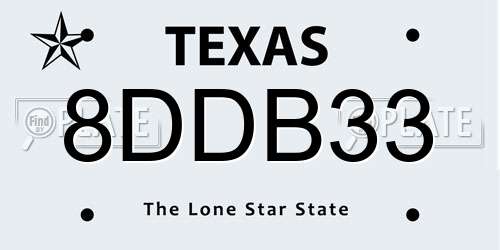 8DDB33 Texas License Plate