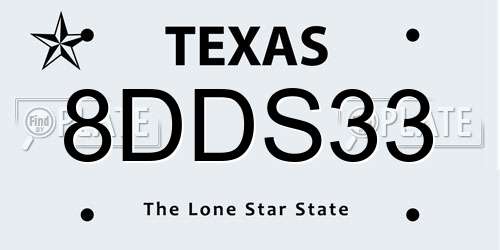 8DDS33 Texas License Plate