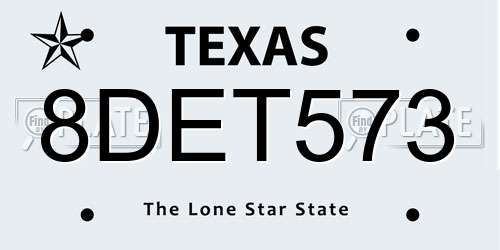 8DET573 Texas License Plate