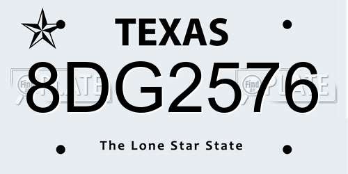8DG2576 Texas License Plate