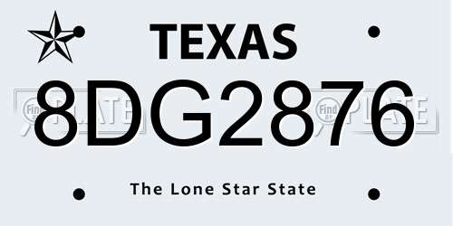 8DG2876 Texas License Plate
