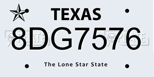 8DG7576 Texas License Plate