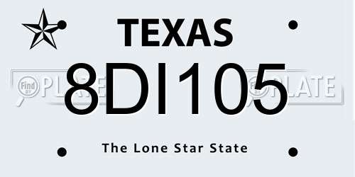 8DI105 Texas License Plate