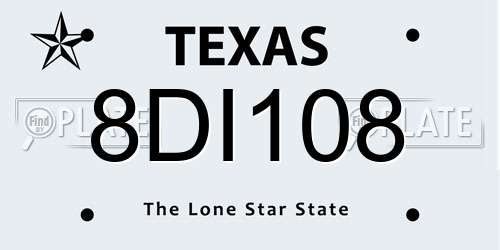 8DI108 Texas License Plate
