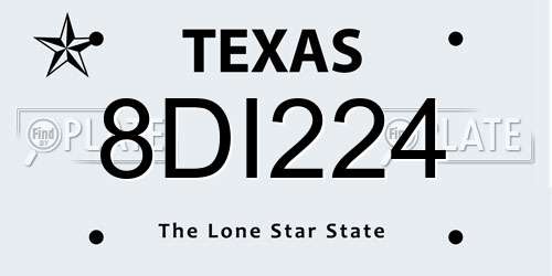 8DI224 Texas License Plate