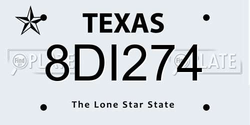 8DI274 Texas License Plate