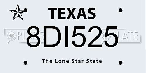 8DI525 Texas License Plate