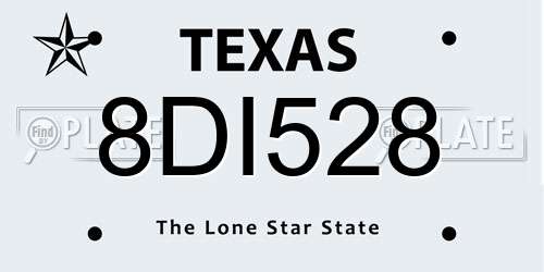 8DI528 Texas License Plate