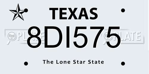 8DI575 Texas License Plate