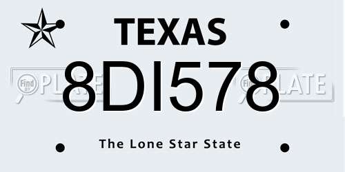 8DI578 Texas License Plate